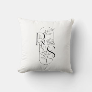 Elegant RS Floral Monogram with Freesia Throw Pillow