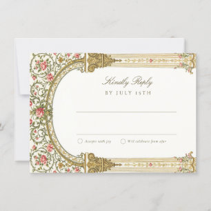 Elegant RSVP Card with Baroque Gold