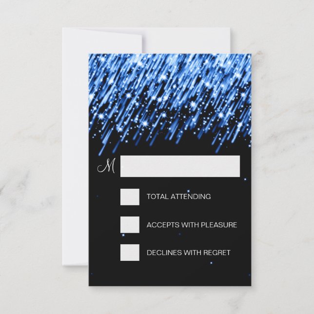 Elegant RSVP Falling Stars Blue Card (Front)