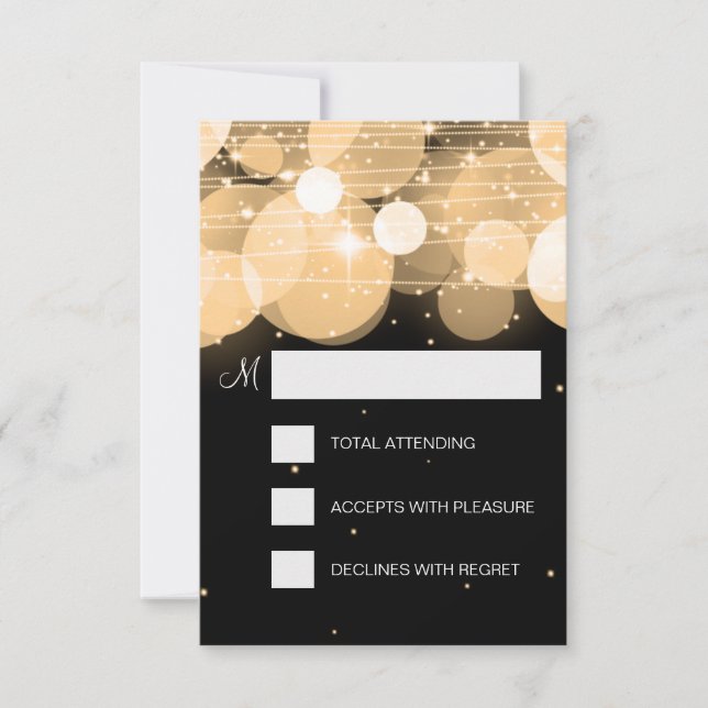 Elegant RSVP Glow & Sparkle Gold Card (Front)