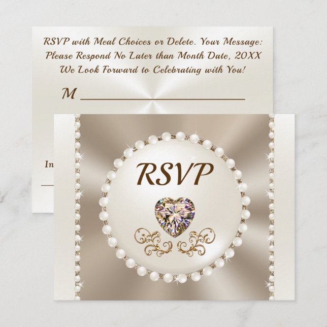 Elegant, RSVP Menu Cards, or Delete Meal Choices  Invitation (Front/Back)
