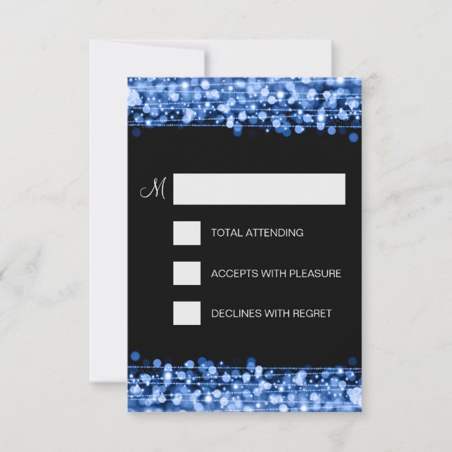 Elegant RSVP Party Sparkles Blue (Front)