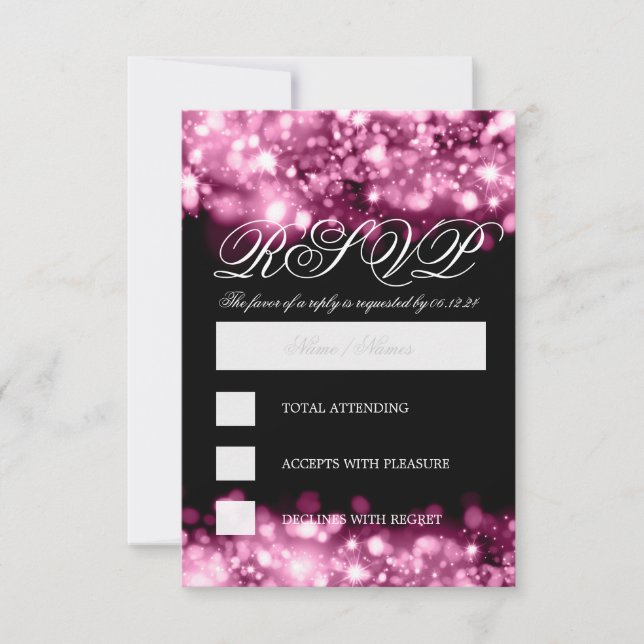 Elegant RSVP Pink Sparkling Lights (Front)