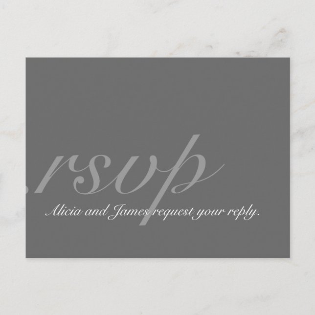 Elegant RSVP Postcard for Weddings Grey (Front)