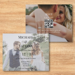 elegant rsvp qr code 2 photos wedding invitation