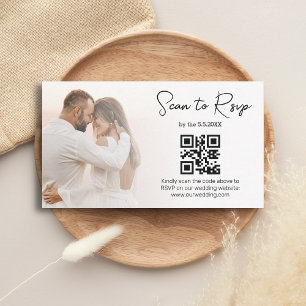 elegant rsvp qr code minimalist wedding photo  card