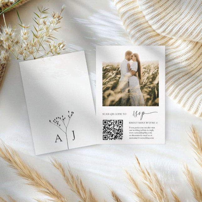 Elegant RSVP QR Code with Photo Wedding (Creator Uploaded)
