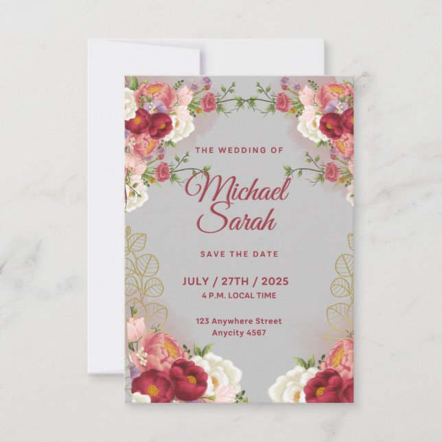 Elegant RSVP Response Card | Custom Wedding Detail (Front)