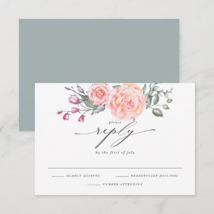 Elegant RSVP Rustic Watercolor Cottage Roses Card