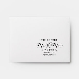 Elegant RSVP Script The Future Mrs and Mr Return Envelope