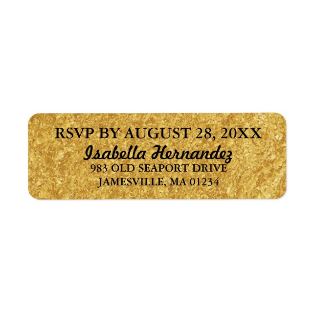 Élégant RSVP Sparkly Gold Élégant Étiquettes d'adr (Devant)