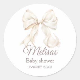 Élégant ruban blanc Baby Shower Autocollant rond