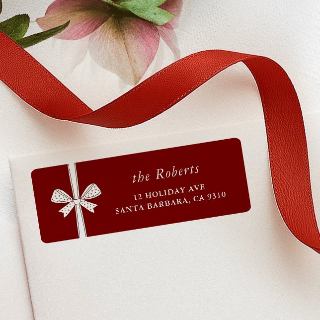 Élégant ruban Bow Red Christmas Adresse (elegant ribbon and bow red Christmas return address labels)