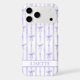 Élégant Ruban Coquette Rayé Violet Monogrammé