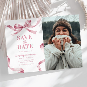 Élégant Ruban Rose pour Graduation Save the Date