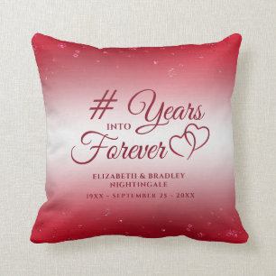 Elegant Ruby Anniversary Hearts YEARS INTO FOREVER Throw Pillow