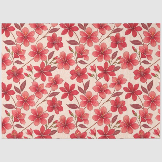 Elegant Ruby Bloom Pattern Tissue Paper (Front)