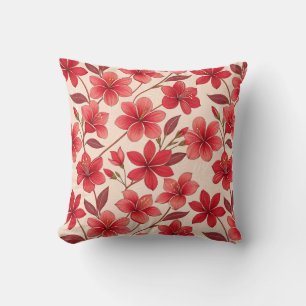 Elegant Ruby Bloom  Throw Pillow