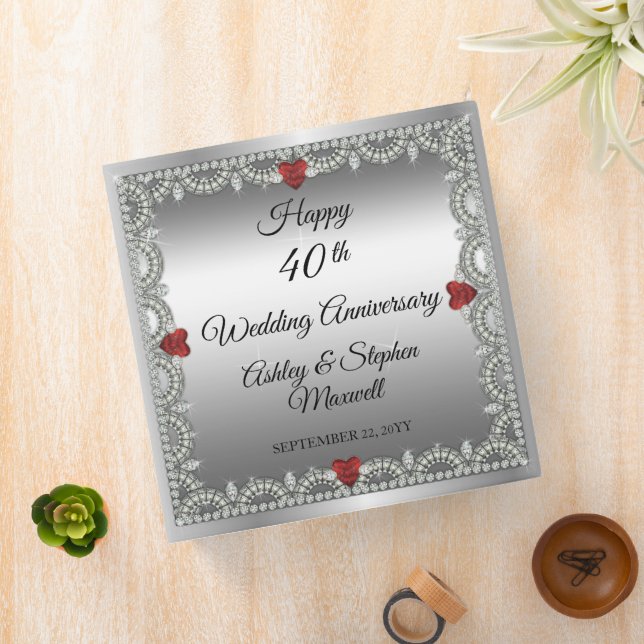 Elegant Ruby | Diamonds 40th Wedding Anniversary Binder (In Situ)