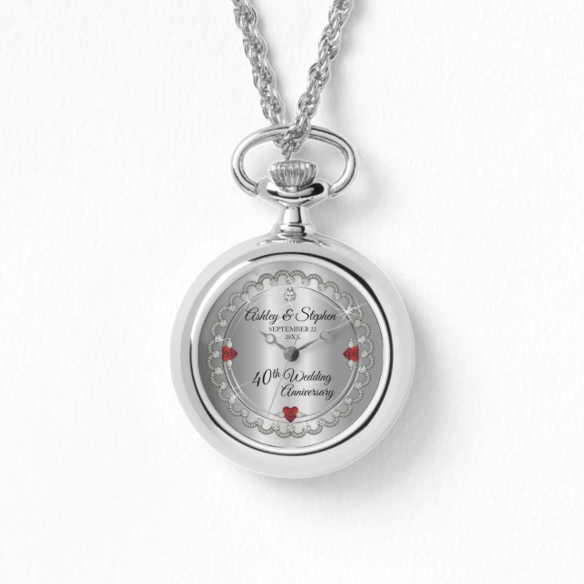 Elegant Ruby | Diamonds 40th Wedding Anniversary Watch (Front)