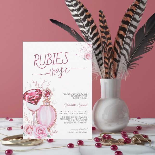 Elégant Ruby et Rose de douche nuptiale Invitation (Créateur téléchargé)