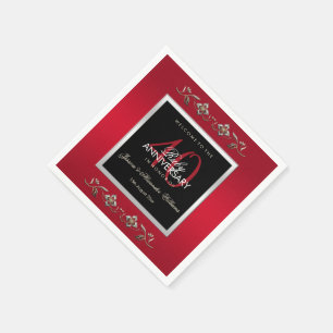 Elegant Ruby Gemstones 40th Wedding Anniversary Napkin