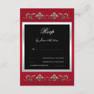 Elegant Ruby Gemstones 40th Wedding Anniversary RSVP Card