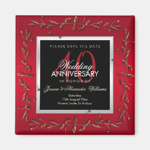 Elegant Ruby Gemstones Save The Date Magnet