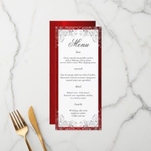 Elegant Ruby Red Four Course  Wedding Menu