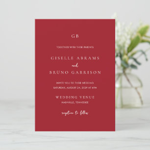 Elegant Ruby Red Modern Wedding Invitation