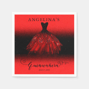 Elegant Ruby Red Spanish Gown Quinceañera  Napkin