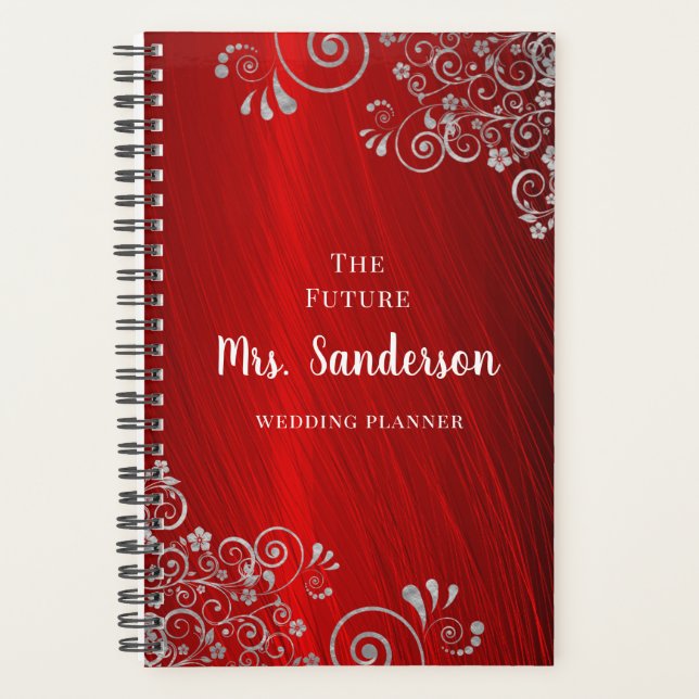 Elegant Ruby Red  Wedding  Planner (Front)