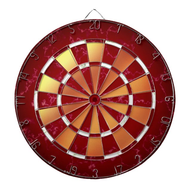 Elegant Ruby Red & White Marble on Copper Foil Dartboard (Front)