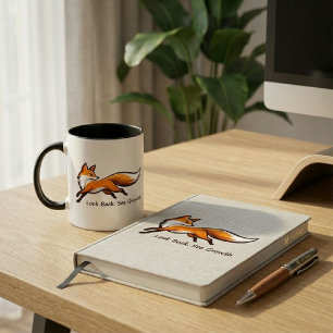 Elegant Running Fox "Look Back. See Growth." Two-T Mug