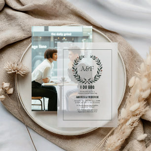 Elegant Rusic Monogram I Do BBQ Couples Shower Vellum Invitations
