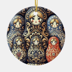 Elegant Russian doll ornament 