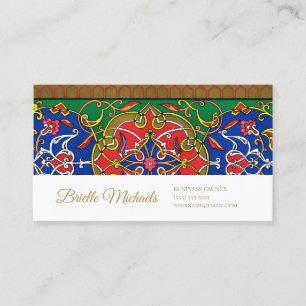 Elegant Russian Ornamental Design With Gold Script Business Card