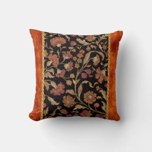 Elegant Rust Coloured Floral Pattern Throw Pillow
