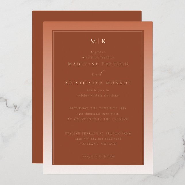 Elegant Rust Gradient Invitation (Front/Back)