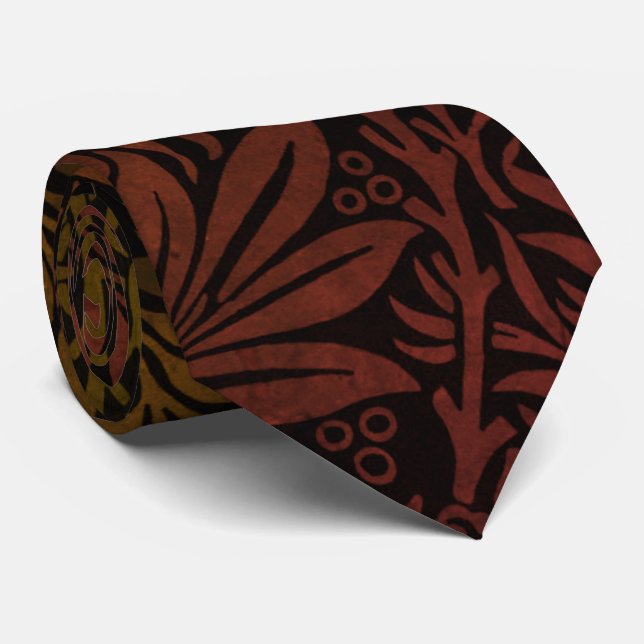 Elegant Rust Ombre Floral Pattern Tie (Rolled)