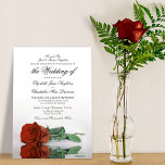 Elegant Rust or Burnt Orange Rose Formal Wedding Invitation<br><div class="desc">This beautiful wedding invitation is simple, traditional and elegant. It features a beautiful photo of a long-stemmed rust orange or burnt umber coloured rose reflecting in a pool of water with formal wording where the parents of the bride are issuing the invitation. The fancy script calligraphy gives it a timeless...</div>
