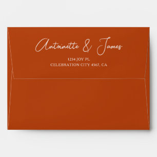 Elegant Rust Orange Calligraphy Address Wedding Envelope