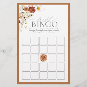 Elegant Rust Orange Floral Bridal Bingo Game