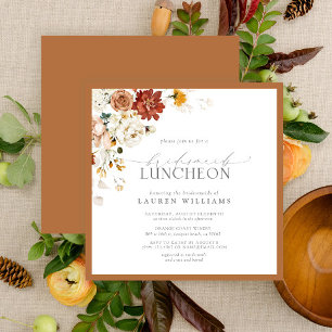 Elegant Rust Orange Floral Bridal Luncheon Invitation