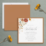 Elegant Rust Orange Floral Bridal Luncheon Invitation<br><div class="desc">The Elegant Rust Orange Floral Bridal Luncheon Invitation is a modern way to celebrate and thank your bridesmaids a few days before the wedding, for all the help they've given you with your wedding. This invitation design features a watercolor floral bouquet of trendy, warm neutral shades of blush, white, marigold...</div>