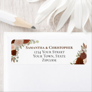 Elegant Rust Orange Floral Wedding Return Address