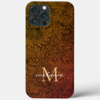 Elegant Rust Orange Gold Floral Script Monogram