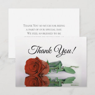 Elegant Rust Orange Mirrored Rose Simple Wedding Thank You Card