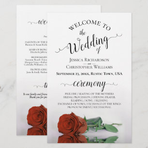 Elegant Rust Orange Rose Budget Wedding Program