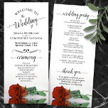 Elegant Rust Orange Rose Simple Romantic Wedding Program<br><div class="desc">This beautiful wedding program features an elegant design with a single long stemmed rust orange coloured rose lying on its side reflecting in water. The titles are written in fancy script calligraphy, and there is space for your ceremony and wedding party details, as well as a short thank you for...</div>